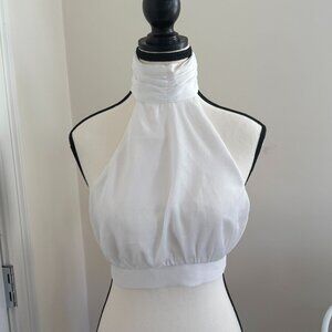 Princess Polly White Halter Crop Top Open Back Size 2